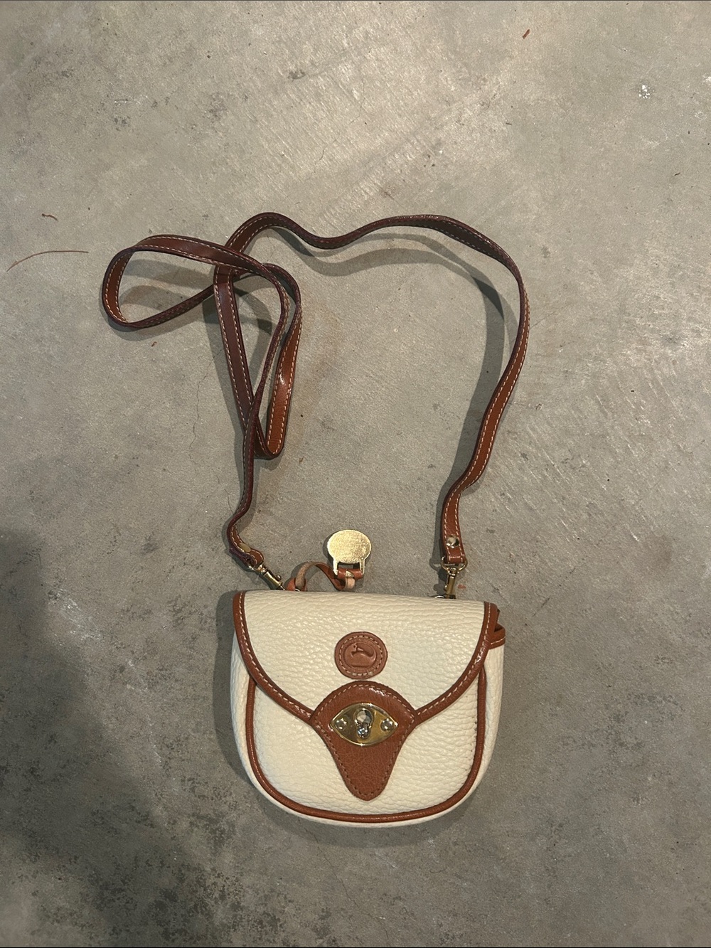 Dooney & Bourke Classic Two-Tone Leather Crossbody Bag - Cream & Brown